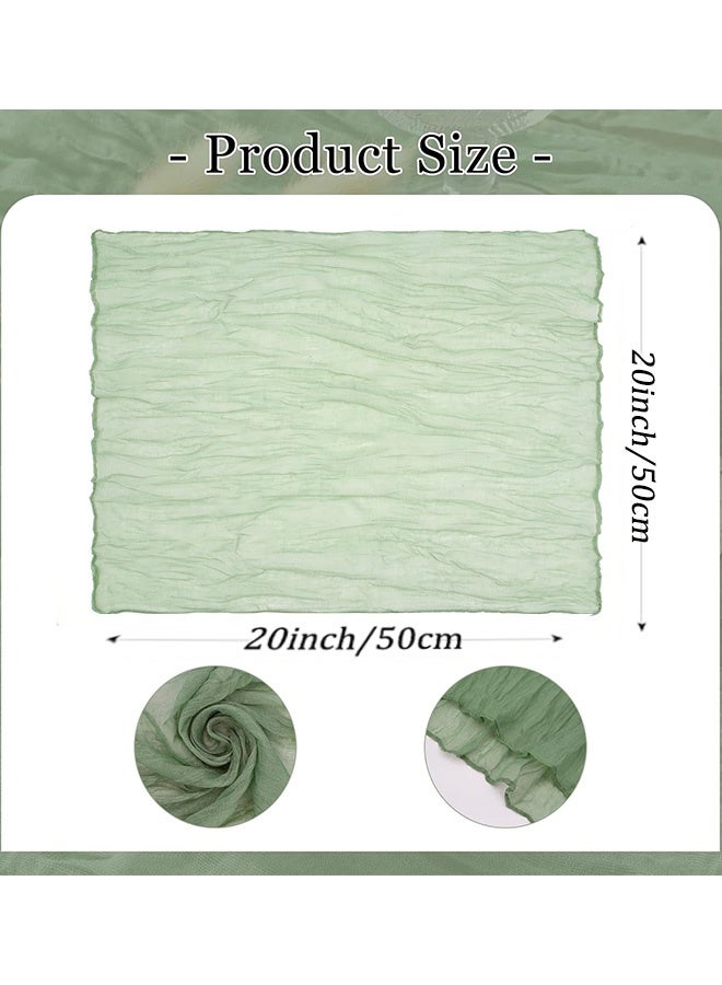 8 Packs Cheesecloth Napkins 20 x 20 Inch Green Boho Gauze Cheese Cloth Napkins Bulk Rustic Dinner Table Decor for Wedding Bridal Baby Shower Party Eid Gatherings Banquets Catering Home Dining Table Decor - Image 2