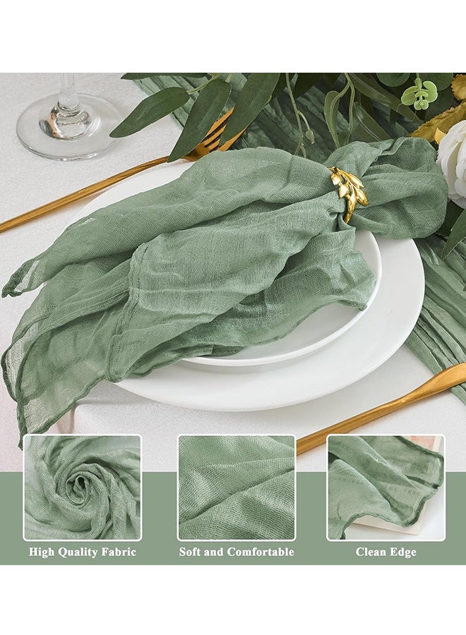 8 Packs Cheesecloth Napkins 20 x 20 Inch Green Boho Gauze Cheese Cloth Napkins Bulk Rustic Dinner Table Decor for Wedding Bridal Baby Shower Party Eid Gatherings Banquets Catering Home Dining Table Decor - Image 3