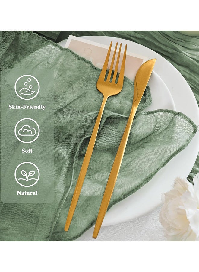 8 Packs Cheesecloth Napkins 20 x 20 Inch Green Boho Gauze Cheese Cloth Napkins Bulk Rustic Dinner Table Decor for Wedding Bridal Baby Shower Party Eid Gatherings Banquets Catering Home Dining Table Decor - Image 4