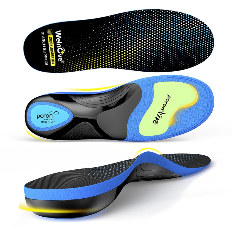 Welnove Work Boot Insoles Plantar Fasciitis - Welnove Heavy Duty Inserts for Pain Fatigue Relief, Standing All Day - High Arch Support Shoe Insoles Orthotic for Flat Feet, Achilles Tendonitis, Men Women (M) - Image 1