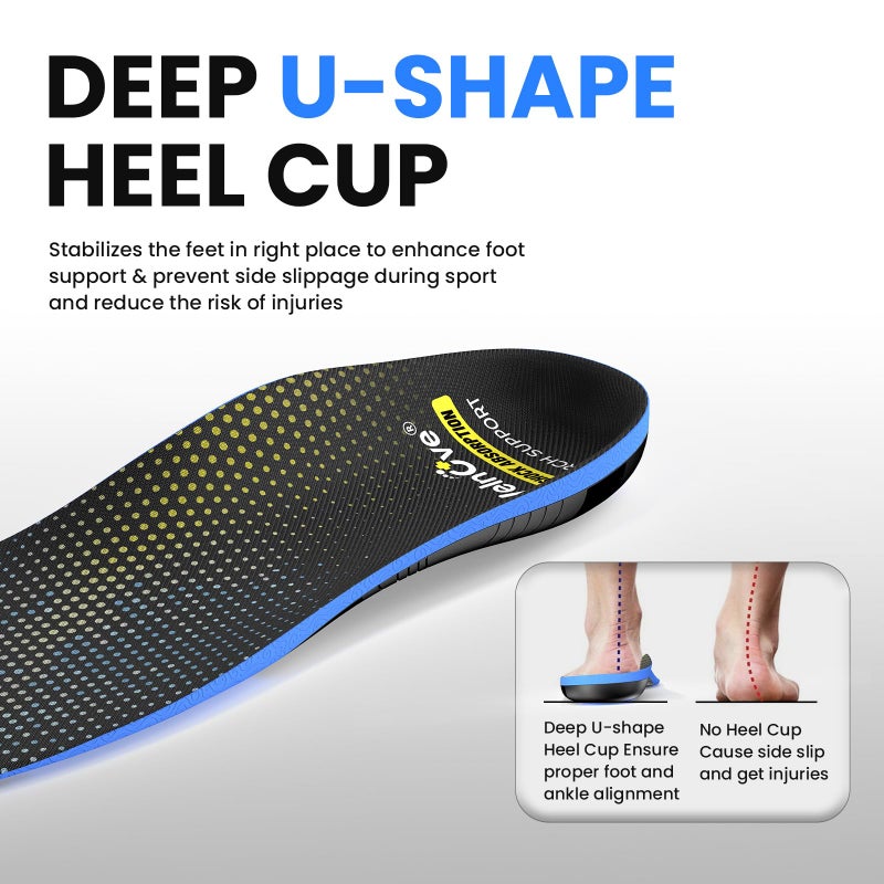 Welnove Work Boot Insoles Plantar Fasciitis - Welnove Heavy Duty Inserts for Pain Fatigue Relief, Standing All Day - High Arch Support Shoe Insoles Orthotic for Flat Feet, Achilles Tendonitis, Men Women (M) - Image 5