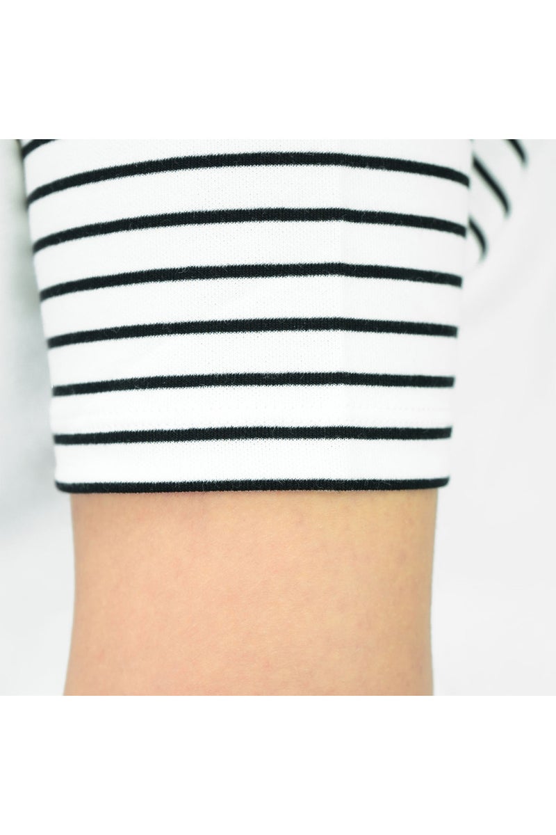 GIORDANO Women's White Striped Crewneck Tee - Image 3