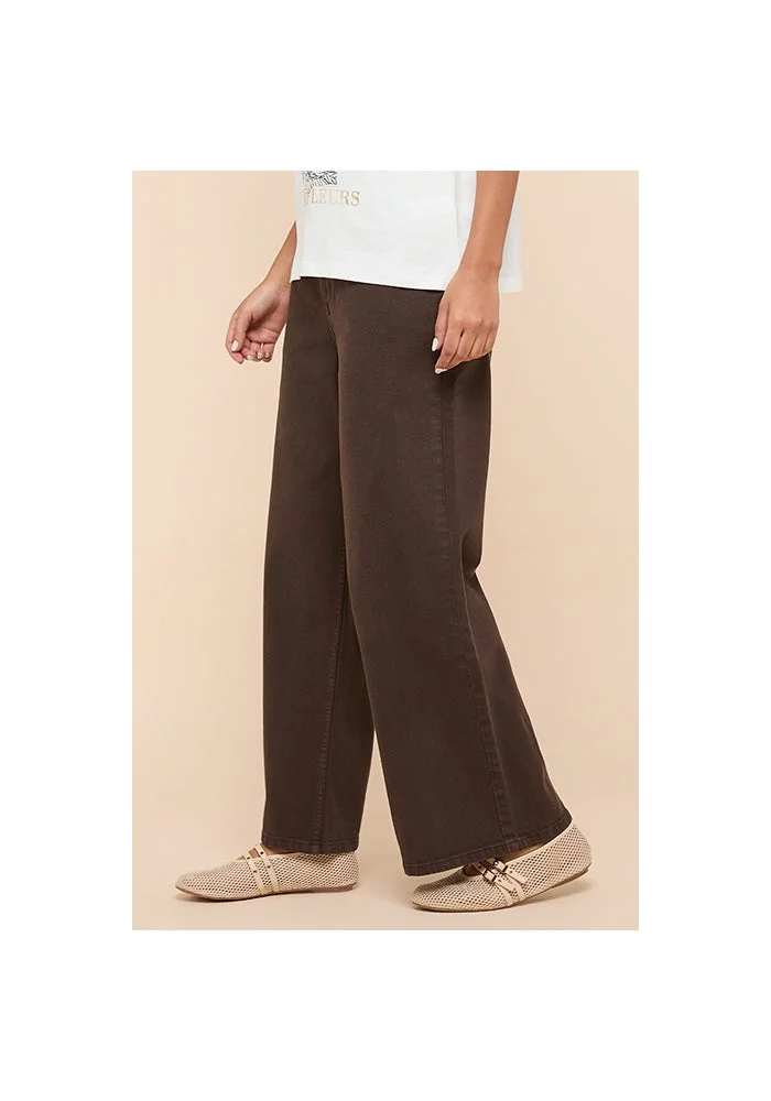 R&b  Washed Wide Leg Jeans with Button Closure for Women | Best Price UAE