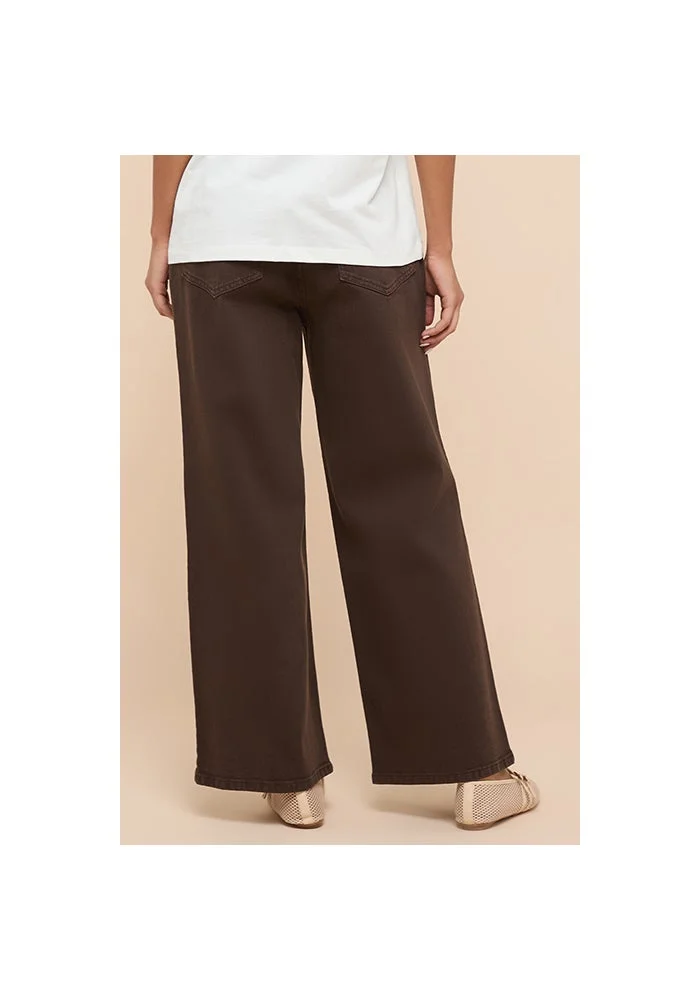 R&b  Washed Wide Leg Jeans with Button Closure for Women | Best Price UAE