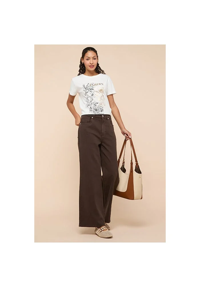 R&b  Washed Wide Leg Jeans with Button Closure for Women | Best Price UAE