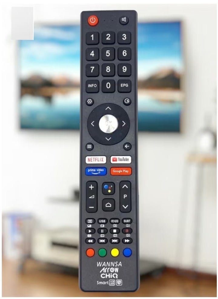 CHiQ TV Remote Control for L32H7N, L32H7S, U43H7AN LCD LED Android TV, Universal Replacement Remote for Easy Navigation, Full Functionality, Reliable Control - Image 1