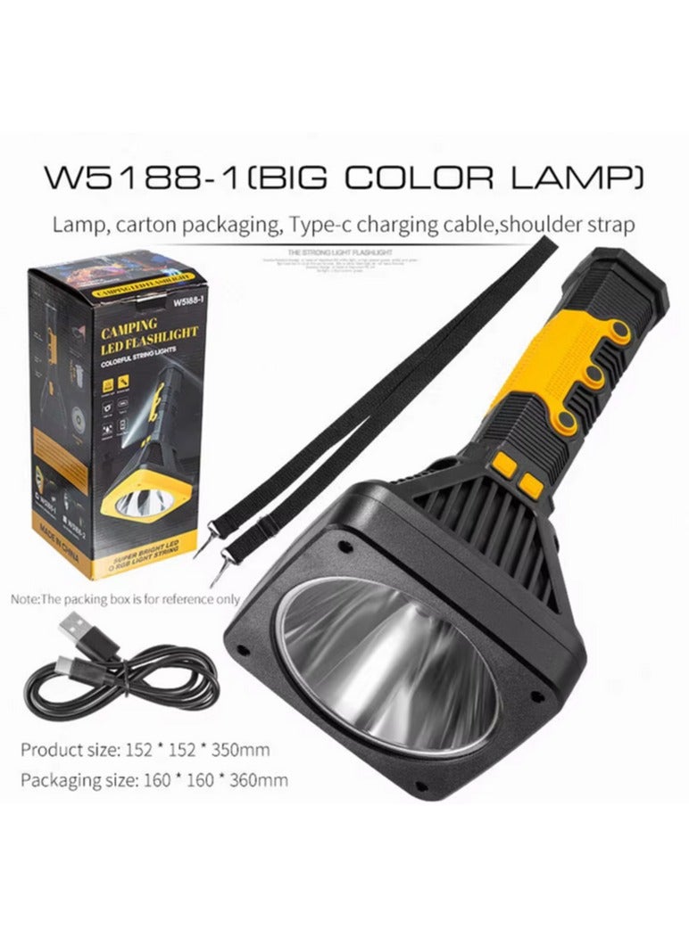 Portable Emergency Hand-Crank Spotlight – USB Rechargeable Outdoor Flashlight with Working Lamp, Searchlight, Power Bank Function, Waterproof Handheld Torch for Camping, Hiking, Car, Home - Image 4