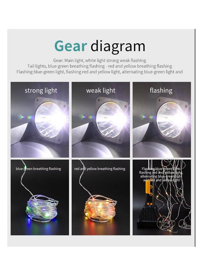 Portable Emergency Hand-Crank Spotlight – USB Rechargeable Outdoor Flashlight with Working Lamp, Searchlight, Power Bank Function, Waterproof Handheld Torch for Camping, Hiking, Car, Home - Image 3