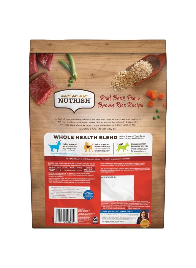 راتشل راي - طعام الكلاب الجاف الطبيعي الممتاز من Nutrish مع إضافة الفيتامينات والمعادن والتورين، وصفة لحم البقر الحقيقي والبازلاء والأرز البني، 6 أرطال (قد يختلف التغليف) - Image 1