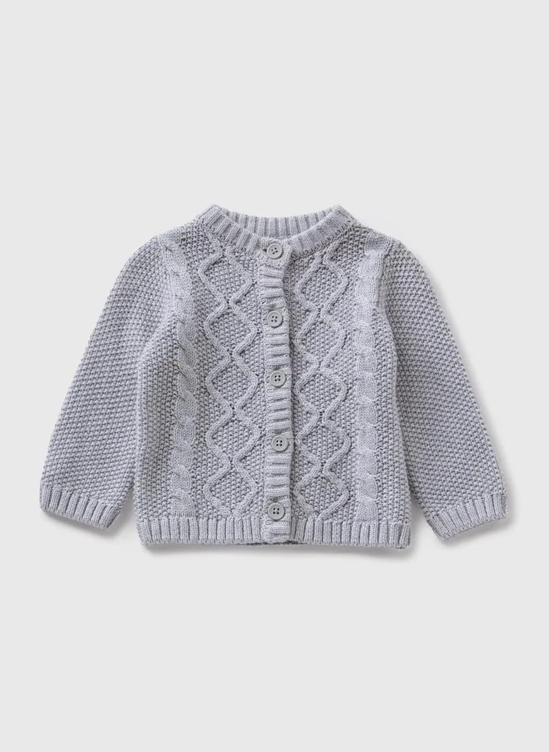Matalan Baby Grey Cable Knit Cardigan