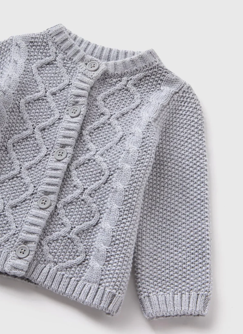 Matalan Baby Grey Cable Knit Cardigan