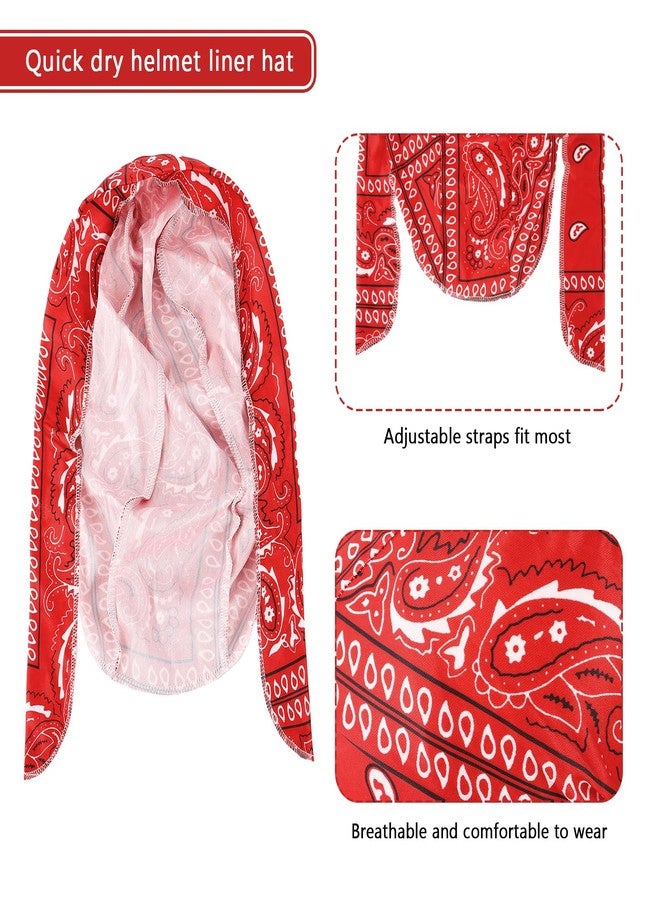 DOCILA Do Rags Skull Cap for Men Women Vintage Paisley Helmet Liner Bandana Sweat Wicking Motorcycle Durags Cycling Head Wrap Boho Outfits Gifts 9 Pack Colorful - Image 5