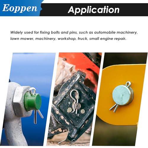 Eoppen 132Pcs Clevis Pin Cotter Pin Hair Pin Assortment Kit - 304 Stainless Steel 15 Sizes Cotter Pin & R Clips Pin Zinc-Plated Single Hole Flat Head Clevis Pins - Image 5