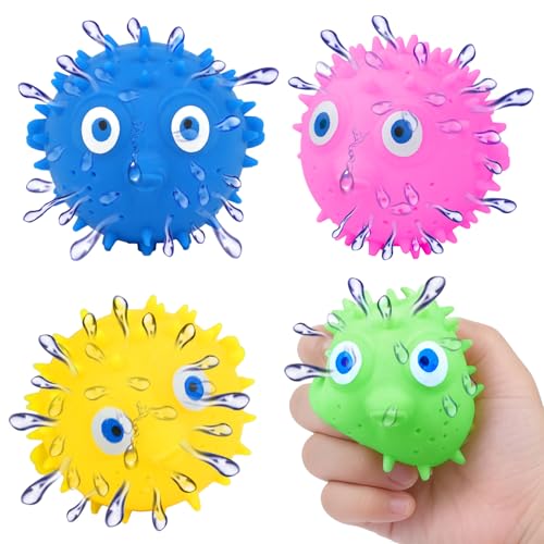 Auvitaya uvitaya 4 PCS Pufferfish Water Balls Sensory Stress Relief Floating Pool Toys for Kids Water Splash Balls Toddler Swim Bath Toys Christmas Goodie Bag Fillers for Babies - Image 1