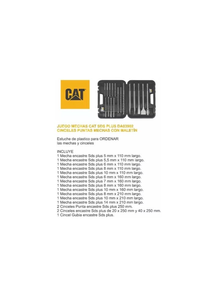 CATERPILLAR CAT DA03902 SDS plus Hard Rock Drill Set Plus Chisels 17pcs  - Image 2