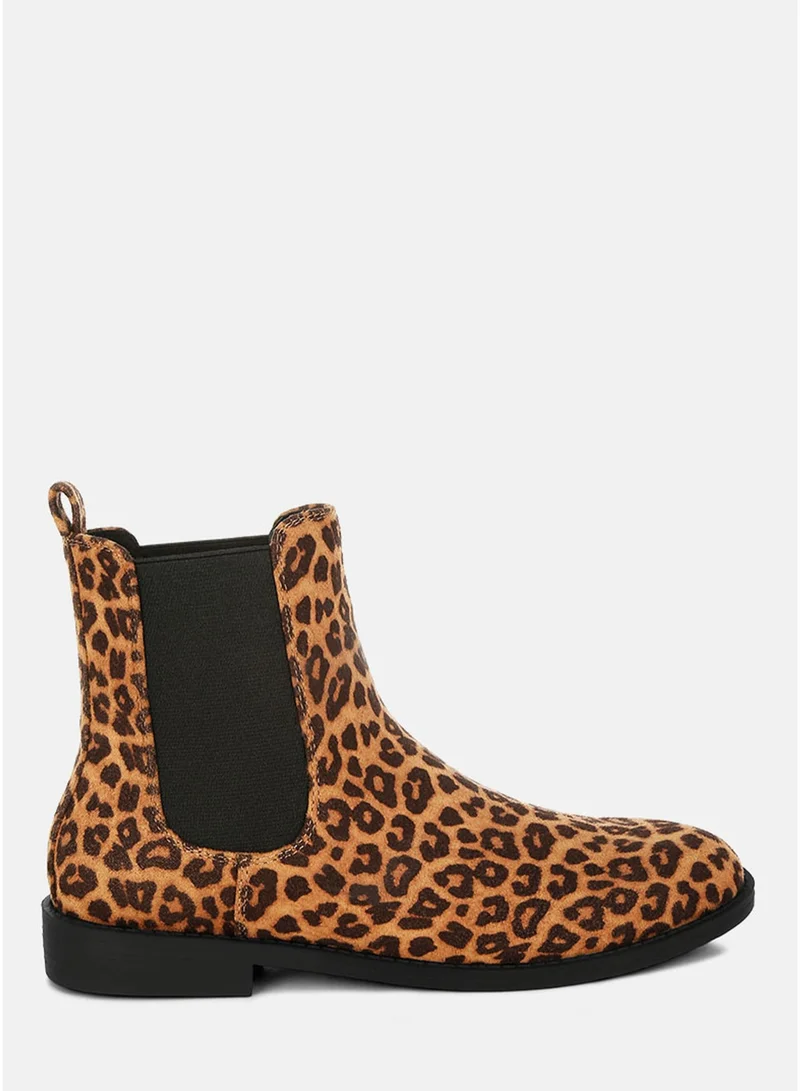London Rag Women's Low Block Heel Chelsea Boots In Leopard
