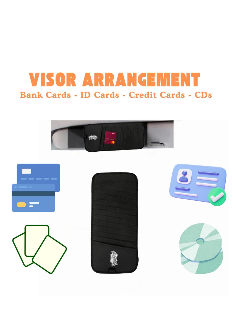 حامل ومنظم للبطاقات الشخصية وأقراص السيارة المدمجة - متعدد الاستخدامات - سهل التركيب في مظلة السيارة - Image 1