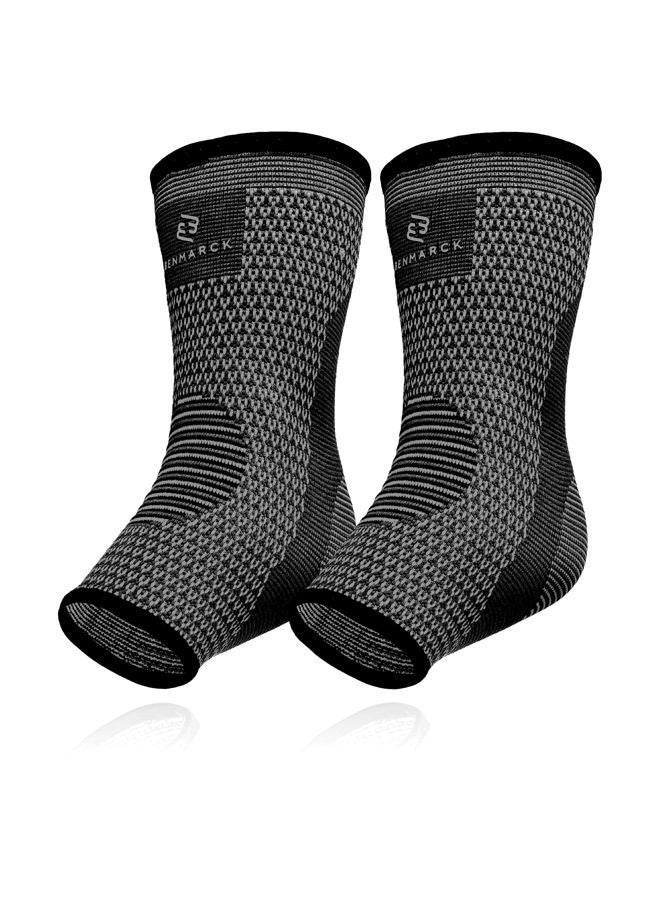 Benmarck Achilles Tendon Support Brace, Plantar Fasciitis Sock, Ankle Compression Sleeve For Running, Tendonitis and Flat Feet Relief (Gray Black, Unisize) - Image 1