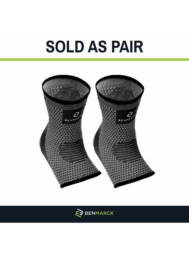 Benmarck Achilles Tendon Support Brace, Plantar Fasciitis Sock, Ankle Compression Sleeve For Running, Tendonitis and Flat Feet Relief (Gray Black, Unisize) - Image 3