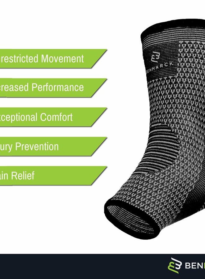Benmarck Achilles Tendon Support Brace, Plantar Fasciitis Sock, Ankle Compression Sleeve For Running, Tendonitis and Flat Feet Relief (Gray Black, Unisize) - Image 5