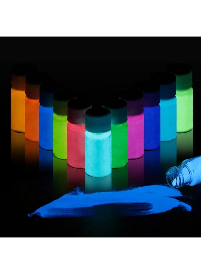 SEISSO مسحوق يتوهج في الظلام 12 لونًا من راتنج الإيبوكسي، مسحوق صبغة مضيء آمن يدوم طويلاً للفنون الجميلة، وفن الأظافر، وملون راتنج الإيبوكسي، والحرف اليدوية والحفلات ذات الطابع الخاص، 0.7 أونصة لكل منها - Image 1