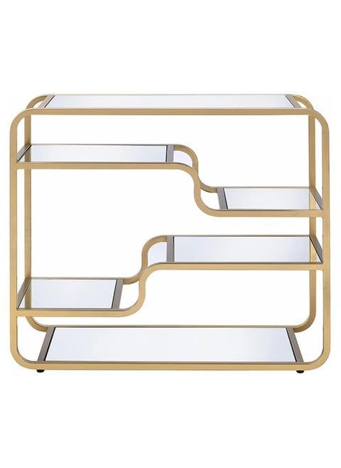 Hometaste 6 Tier Console Table Metal Console Table With 5 Mirror Glass Shelve And Clear Glass Entryway Table Narrow Modern Console Table Tv Stand Dressing Table Stand Big 120X40X90Cm