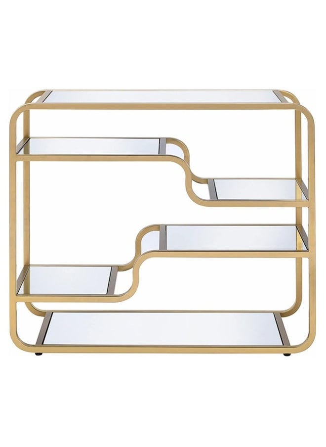 HOME TASTE Hometaste 6 Tier Console Table Metal Console Table With 5 Mirror Glass Shelve And Clear Glass Entryway Table Narrow Modern Console Table Tv Stand Dressing Table Stand Big 120X40X90Cm 