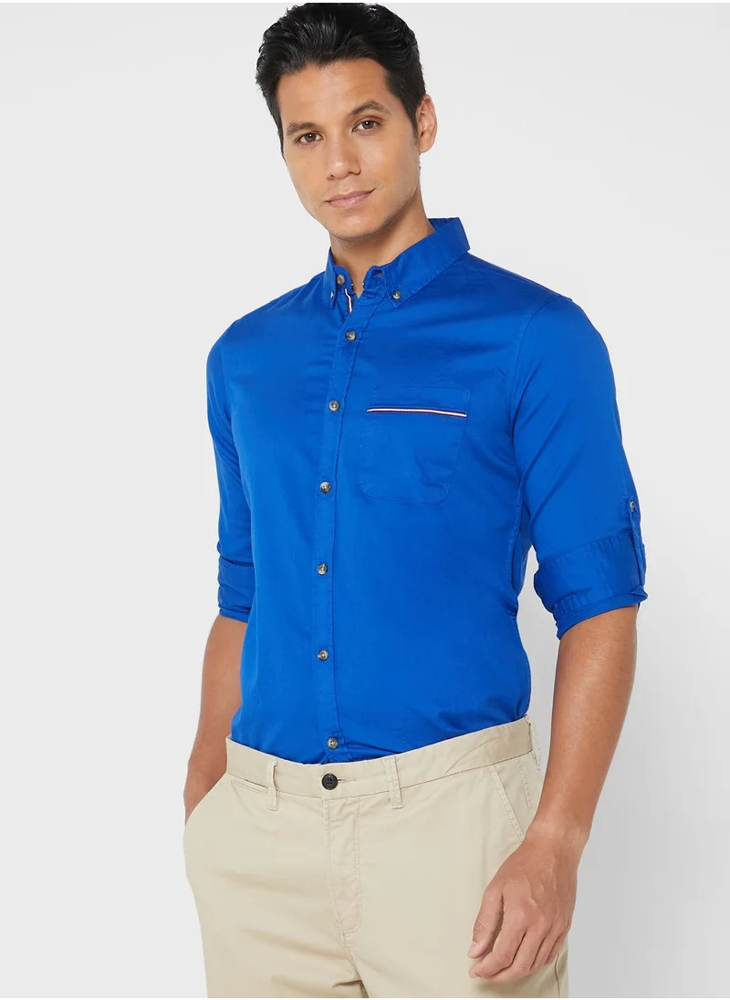 Robert Wood Button Down Collar Regular Full Sleeve With Roll Up