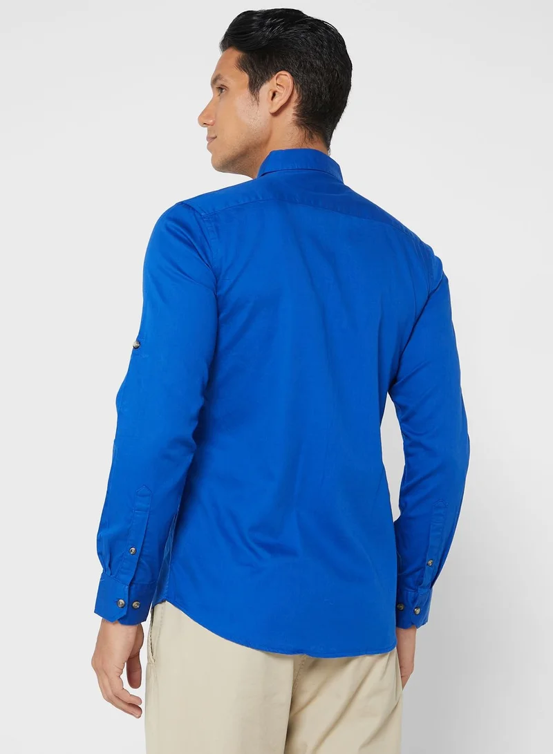 Robert Wood Button Down Collar Regular Full Sleeve With Roll Up