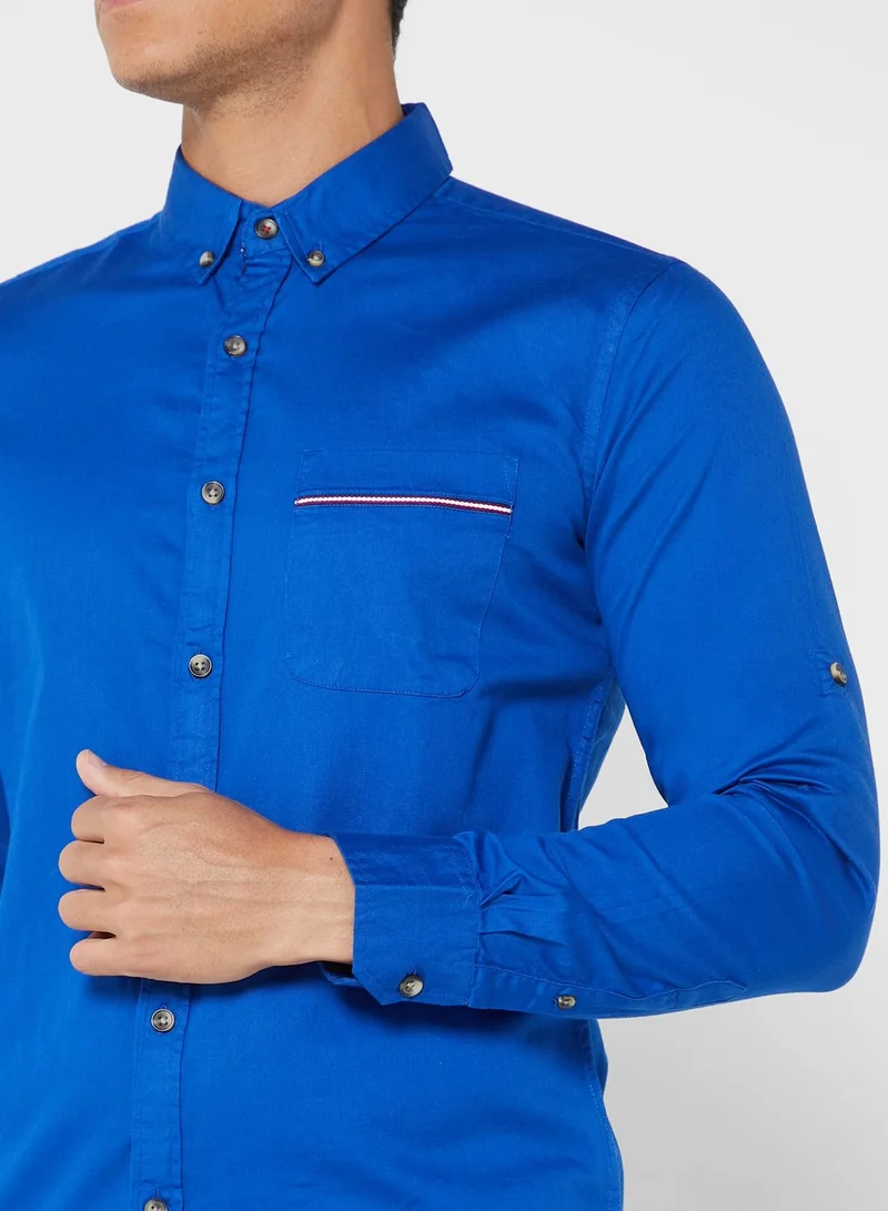 Robert Wood Button Down Collar Regular Full Sleeve With Roll Up