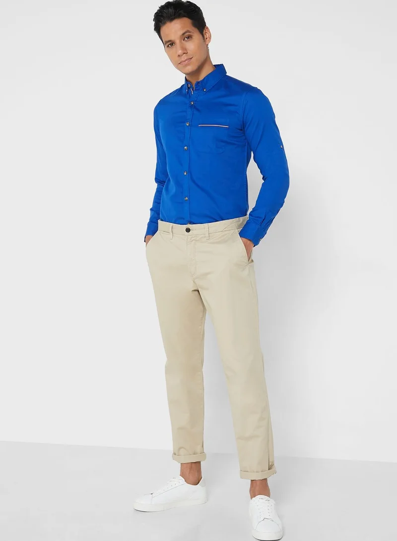 Robert Wood Button Down Collar Regular Full Sleeve With Roll Up