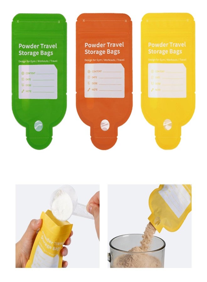 Eunoir Protein Powder Travel Container Bags, 90Pcs 3-Colors Disposable Leakproof Single-Serve Powder Travel Size Containers Bags for Protein, Supplements and Drink Mixes & Portable Powder Container to Go - Image 1