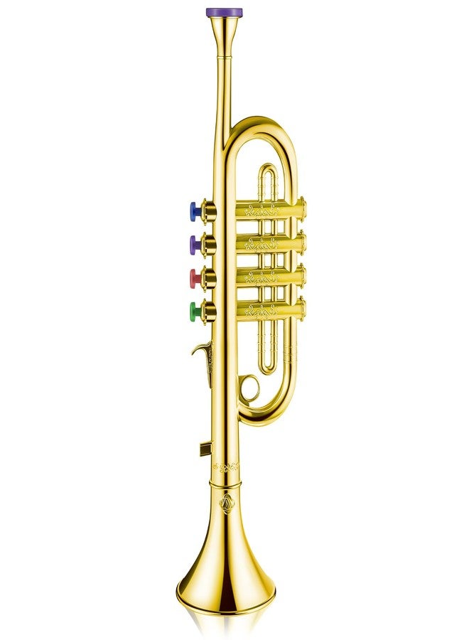 ليوتيمي لعبة آلة موسيقية من Lewtemi Gold Trumpet للأطفال الصغار، لعبة موسيقية بلاستيكية مزيفة لمرحلة ما قبل المدرسة، هدية آلة نفخ محمولة، أغاني تعليمية مبكرة، هدايا للأطفال الصغار - Image 1