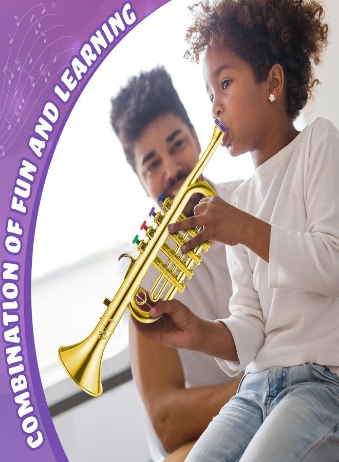 ليوتيمي لعبة آلة موسيقية من Lewtemi Gold Trumpet للأطفال الصغار، لعبة موسيقية بلاستيكية مزيفة لمرحلة ما قبل المدرسة، هدية آلة نفخ محمولة، أغاني تعليمية مبكرة، هدايا للأطفال الصغار - Image 4