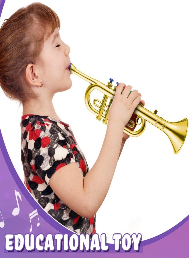 ليوتيمي لعبة آلة موسيقية من Lewtemi Gold Trumpet للأطفال الصغار، لعبة موسيقية بلاستيكية مزيفة لمرحلة ما قبل المدرسة، هدية آلة نفخ محمولة، أغاني تعليمية مبكرة، هدايا للأطفال الصغار - Image 5