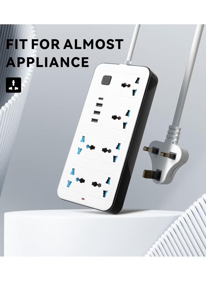 SMART SOURCE Power Strip Extension Socket with USB Ports, Surge Protection, Universal Multi Plug Extension Board, Heavy Duty Power Extension Cord for Home, Office & Travel - Image 3