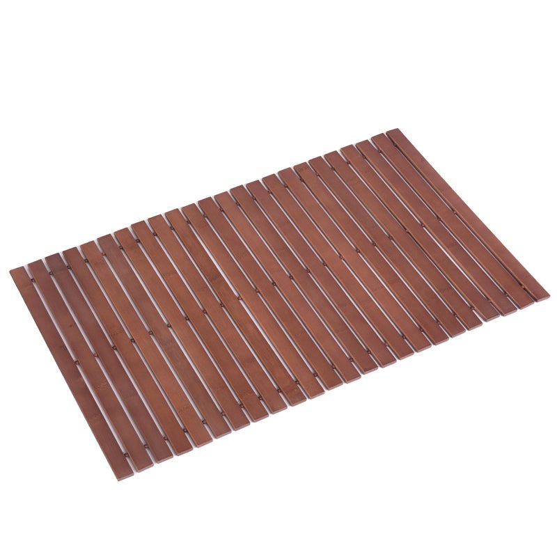 Fovlaurs Bamboo Bath Mat Bath Rugs Floor Wooden Shower Bathtub Waterproof Non-Slip Accessories 40 x 60 cm Easy to Clean, Walnut Bamboo, 1pc - Image 1