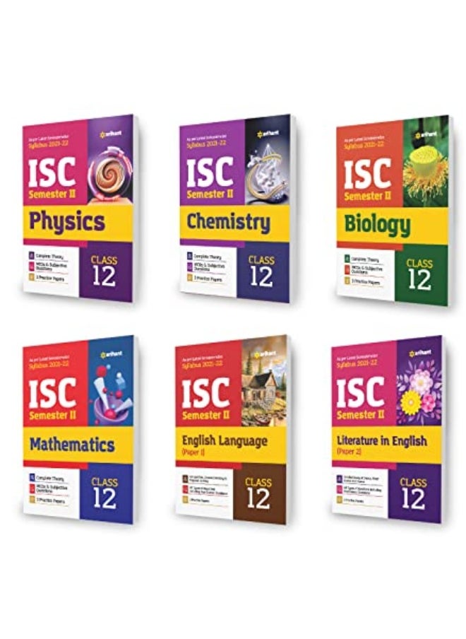 Arihant ISC Physics , Chemistry, Biology , Mathematics , English Language (Paper 1) & Literature in English (Paper 2) Semester 2 Class 12 for 2022 Exam (Set of 6 Books) 