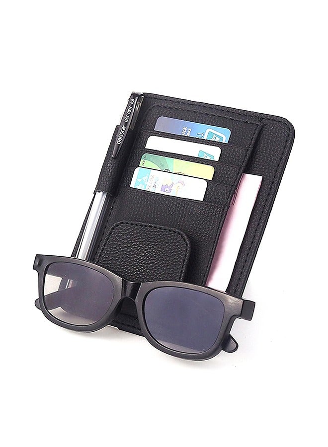 منظم واقي الشمس للسيارة من الجلد الصغير للتخزين الفعال، مثالي لواقيات الشمس في السيارات والشاحنات، يحمل البطاقات والنظارات الشمسية - Image 1