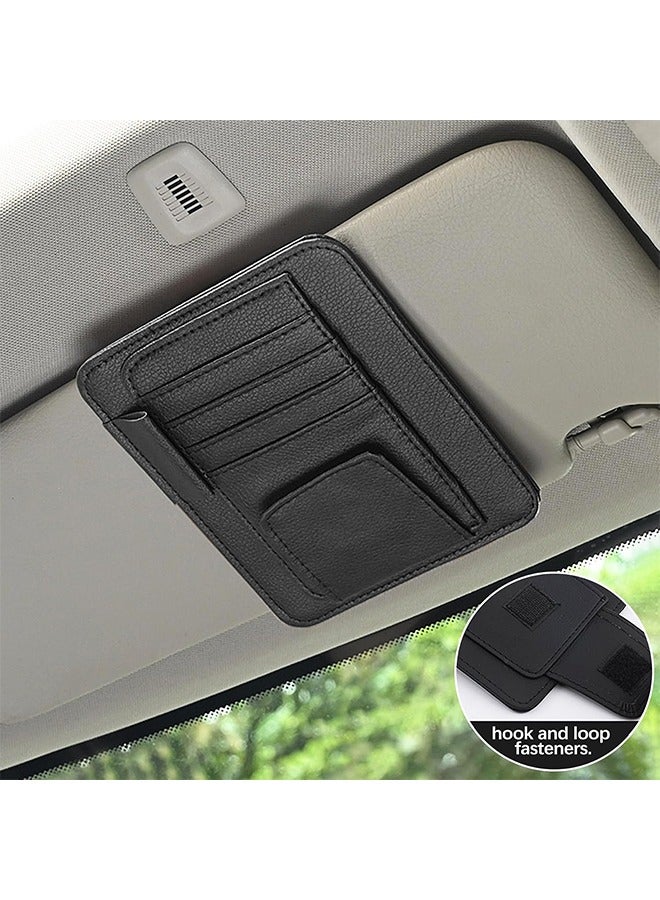 منظم واقي الشمس للسيارة من الجلد الصغير للتخزين الفعال، مثالي لواقيات الشمس في السيارات والشاحنات، يحمل البطاقات والنظارات الشمسية - Image 4
