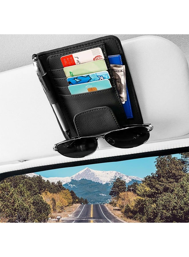 منظم واقي الشمس للسيارة من الجلد الصغير للتخزين الفعال، مثالي لواقيات الشمس في السيارات والشاحنات، يحمل البطاقات والنظارات الشمسية - Image 5