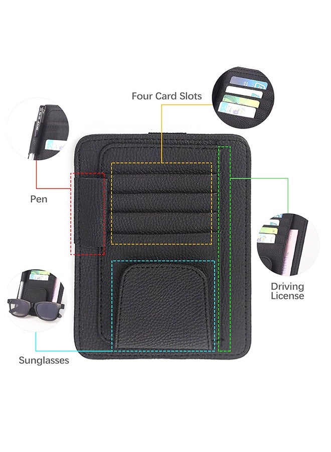 منظم واقي الشمس للسيارة من الجلد الصغير للتخزين الفعال، مثالي لواقيات الشمس في السيارات والشاحنات، يحمل البطاقات والنظارات الشمسية - Image 3