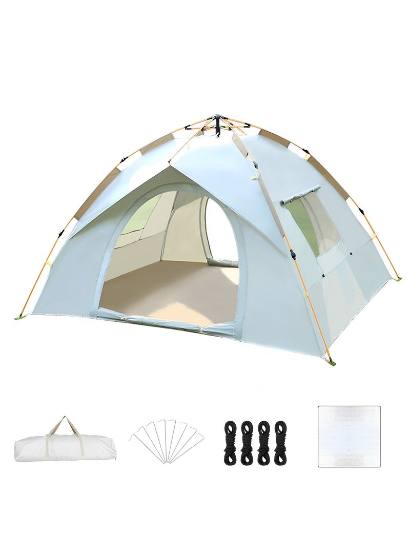 Beauenty Camping Tent,3-4 Person Camping Tent,Pop-Up Tent, Lightweight Camping Tent with Moisture-proof Pad and Carrying Bag,Windproof Rainproof Shelter,for Backpacking,Hiking,or Beach Picnic Camping - Image 1