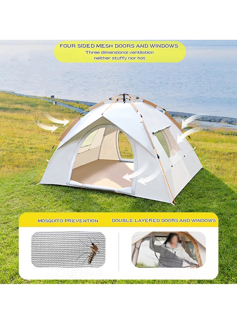 Beauenty Camping Tent,3-4 Person Camping Tent,Pop-Up Tent, Lightweight Camping Tent with Moisture-proof Pad and Carrying Bag,Windproof Rainproof Shelter,for Backpacking,Hiking,or Beach Picnic Camping - Image 4