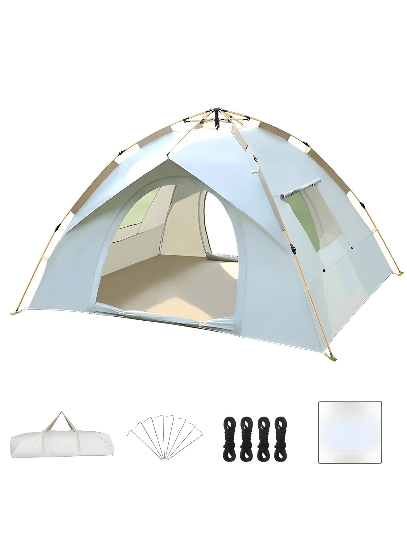 Beauenty Camping Tent,3-4 Person Camping Tent,Pop-Up Tent, Lightweight Camping Tent with Moisture-proof Pad and Carrying Bag,Windproof Rainproof Shelter,for Backpacking,Hiking,or Beach Picnic Camping