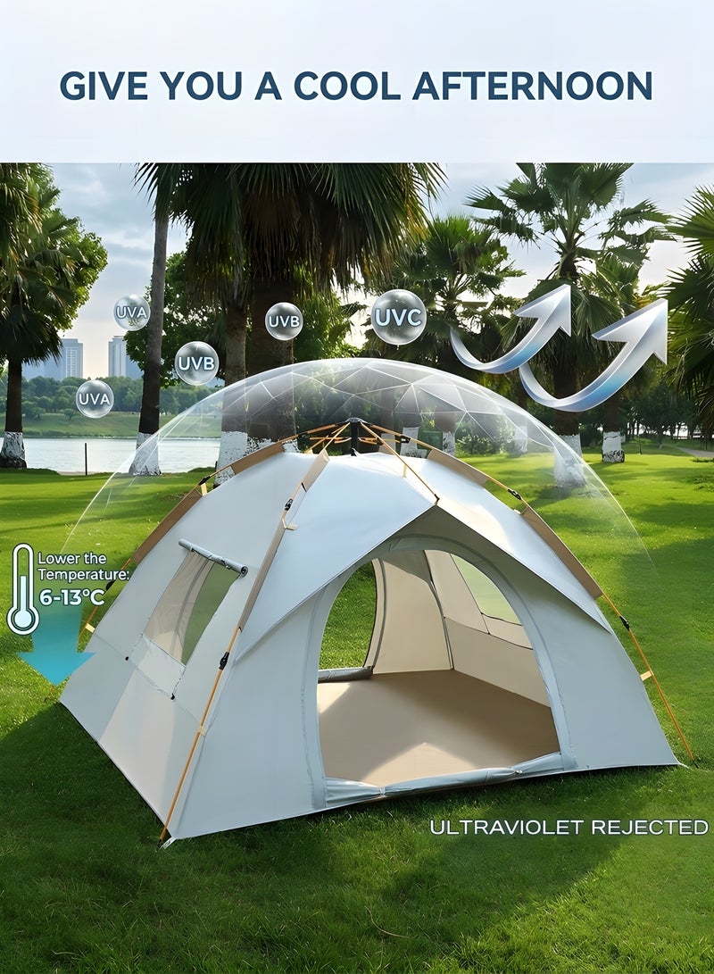 Beauenty Camping Tent,3-4 Person Camping Tent,Pop-Up Tent, Lightweight Camping Tent with Moisture-proof Pad and Carrying Bag,Windproof Rainproof Shelter,for Backpacking,Hiking,or Beach Picnic Camping - Image 5