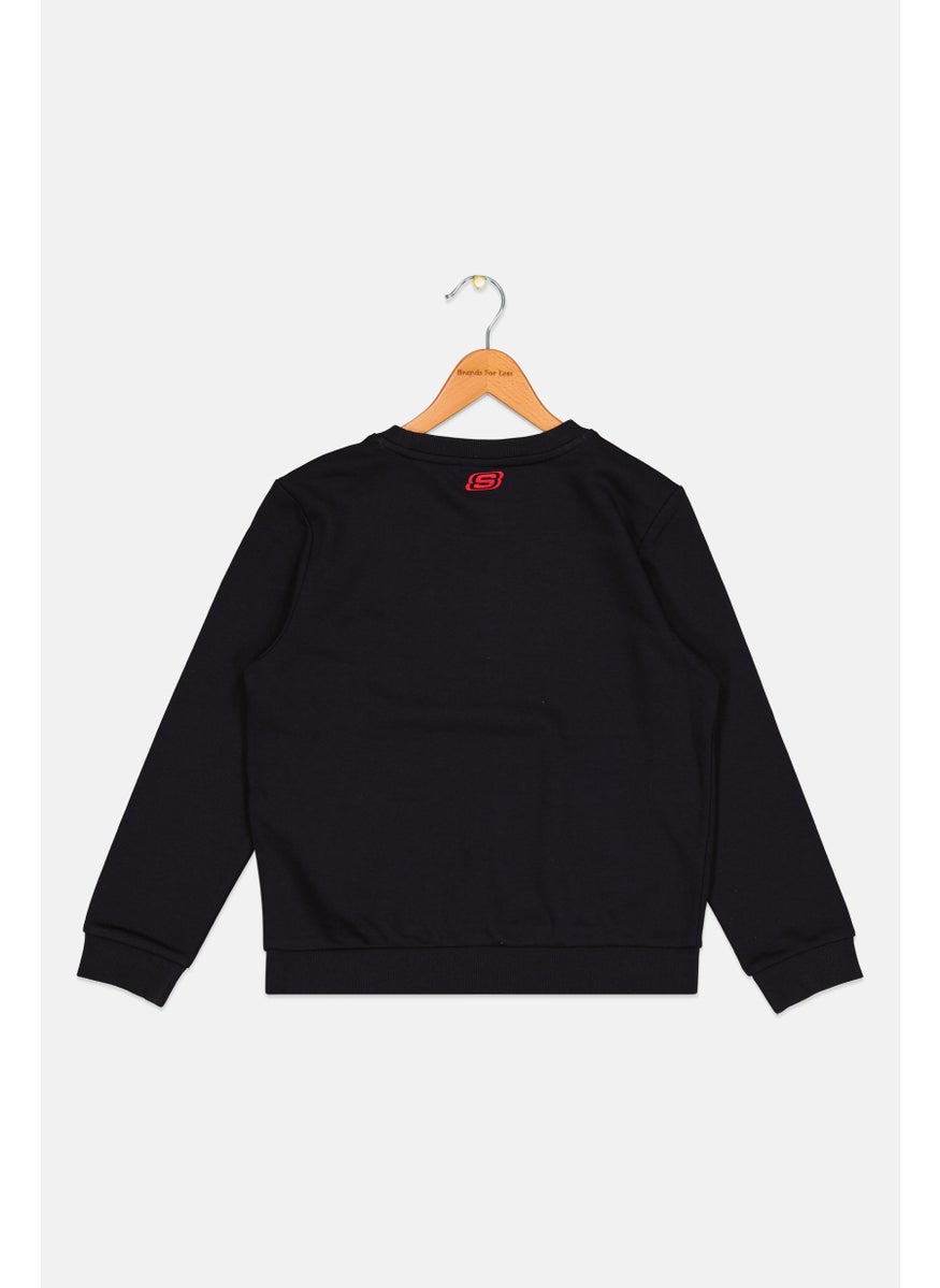 SKECHERS Kids Boy Sportswear Fit Long Sleeve Training Sweatshirts, Black Combo  - Image 2