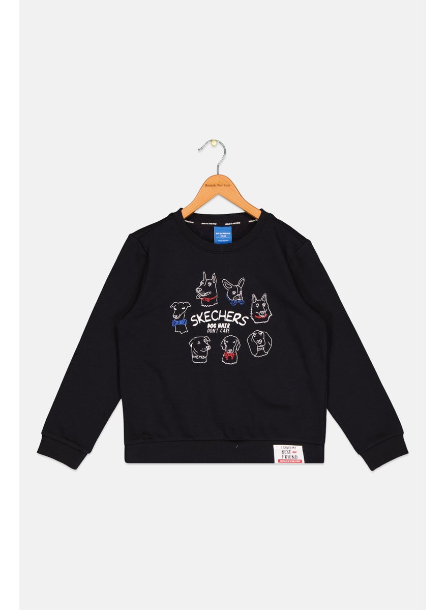 SKECHERS Kids Boy Sportswear Fit Long Sleeve Training Sweatshirts, Black Combo  - Image 1