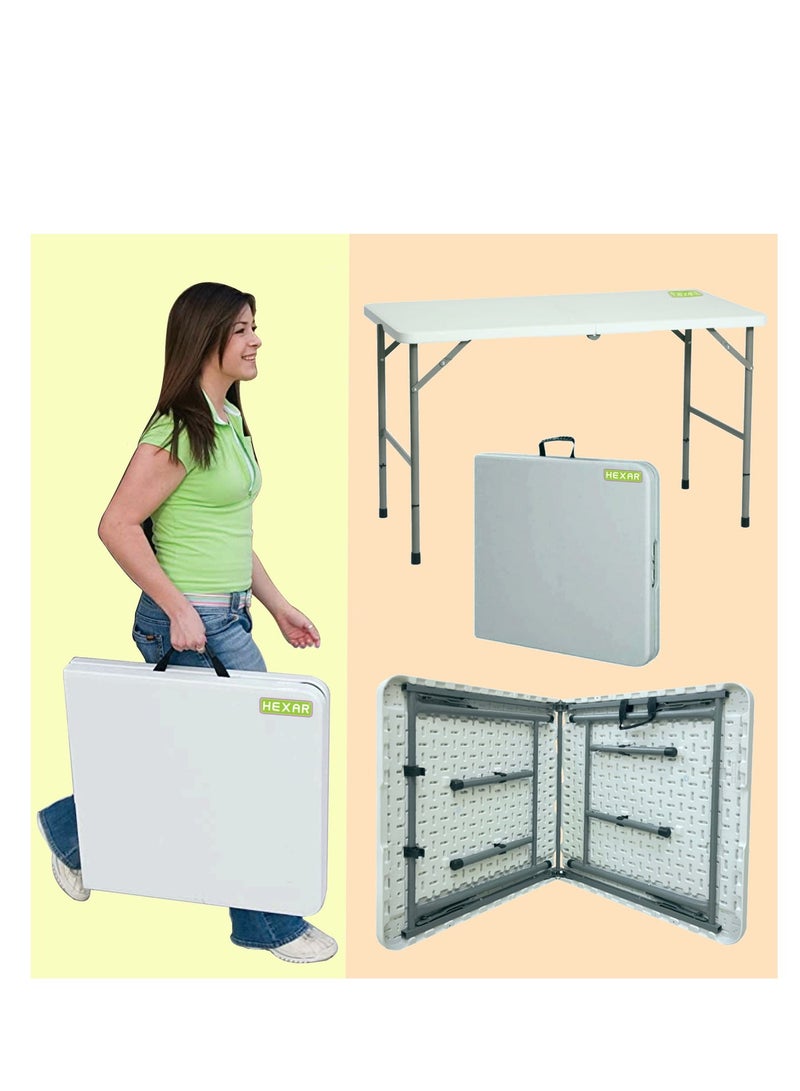 HEXAR Heavy Duty Multipurpose Camping Table Portable Folding Table Picnic Dining table Centerfold Ideal for Crafts Outdoor Events Lightweight and Durable Table with Carry Handle (L122 x W60 x H74 CM) - Image 1