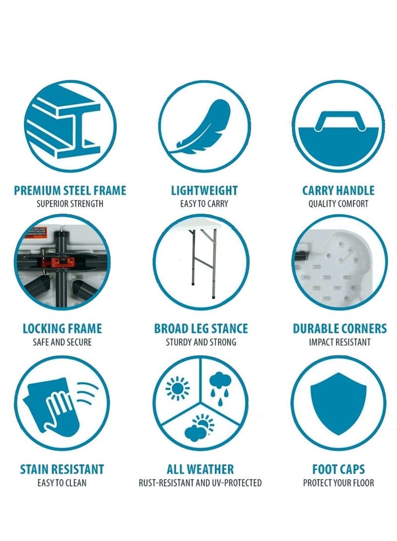 HEXAR Heavy Duty Multipurpose Camping Table Portable Folding Table Picnic Dining table Centerfold Ideal for Crafts Outdoor Events Lightweight and Durable Table with Carry Handle (L122 x W60 x H74 CM) - Image 4